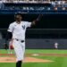 Jazz Chisholm Jr. points finger to the dugout after his home run in the Yankees' 5-0 win over the Reds, New York, June 19, 2026.