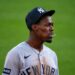 Jazz Chisholm is having a blow pop at the second base during the Yankees' 5-3 loss to the Tigers, Detroit, Jun 22, 2026.