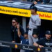 J Escarra and dugout react to the Goldschmidt's home run in the ninth in the Yankees' 3-1 win over the Blue Jays, Toronto, June 13, 2026.