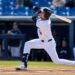 Giants legend Jeff Kent’s son Kaeden Kent is hitting at a game for Hudson Valley Renegades in May , 2026.