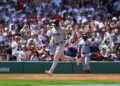 Max Schuemann rounds bases after hitting a home run in the Yankees' 4-1 loss to the Red Sox, Boston, Jun 27, 2026.