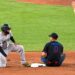 Trent Grisham reacts in pain after a run during the Yankees' 8-5 loss to the Blue Jays on June 12, 2026.