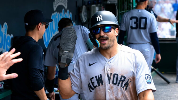 Trent Grisham's three big plays carry Yankees before viral NSFW cameo in the dugout in Cleveland, June 10, 2026.