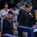 Aaron Boone and his team were watching the replay of Caballero caught stealing 2B in the sixth during the Yankees' 3-0 loss to the Rays in Tampa, July 8, 2026.