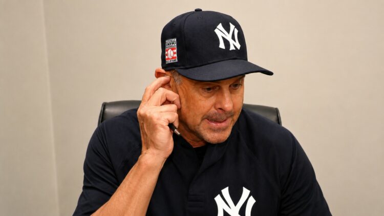 Manager Aaron Boone speaks after the Yankees' 3-1 win over the Phillies, Philadelphia, July 25, 2026.