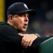 Manager Aaron Boone reacts to a defensive error during the Yankees' 9-3 loss to the Tigers in New York, Jun 30, 2026.
