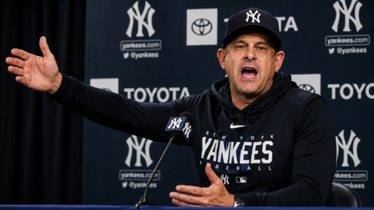 Manager Aaron Boone speaks after the Yankees' 2-1 extra-inning loss to the White Sox, Chicago, July 30, 2026.