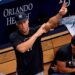 Aaron Judge gestures as Ben Rice hit second home run during the Yankees' 12-4 win over the Rays in Florida, July 9, 2026.