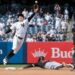 Anthony Volpe jumped as the throw went over him in 11th inning in the Yankees' 6-2 loss to the Tigers in New York, July 1, 2026.