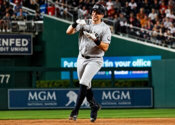 Ben Rice hit home run no. 29 in the Yankees' 5-3 win over the Nationals in Washington, D.C., July 10, 2026.