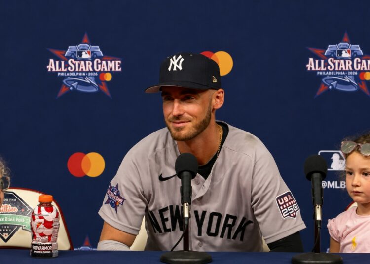 Yankees star Cody Bellinger talks to reporters after winnning 2026 All-Star MVP honor in Philadelphia, July 14, 2026.