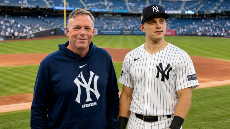 Yankees slugger Ben Rice with dad Dan Rice in 2025.