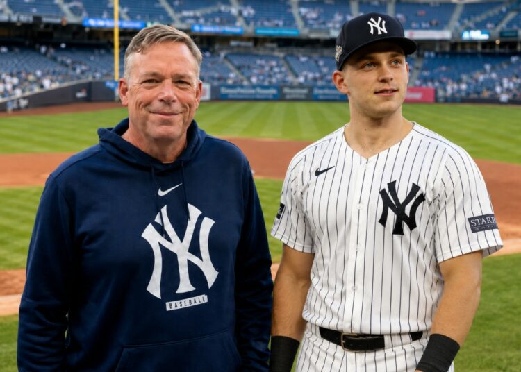 Yankees slugger Ben Rice with dad Dan Rice in 2025.