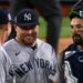 David Bednar rejoices with Goldschmidt, Austin Wells, and Ryan McMahon after the Yankees' 3-1 win over the Phillies, Philadelphia, July 25, 2026.