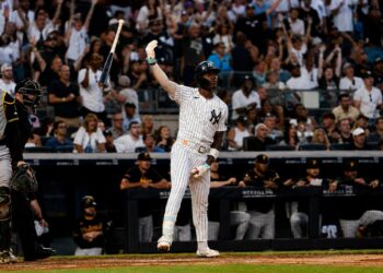 Jazz Chisholm reacts after hitting his second home run in the Yankees' 8-5 win over the Pirates, New York, July 20, 2026.