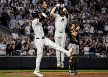 Jazz Chisholm reacts after hitting his second home run in the Yankees' 8-5 win over the Pirates, New York, July 20, 2026.