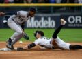 Jazz Chisholm committed a defensive error in the first inning during the Yankees' 9-5 win over the White Sox, Chicago, July 27, 2026.