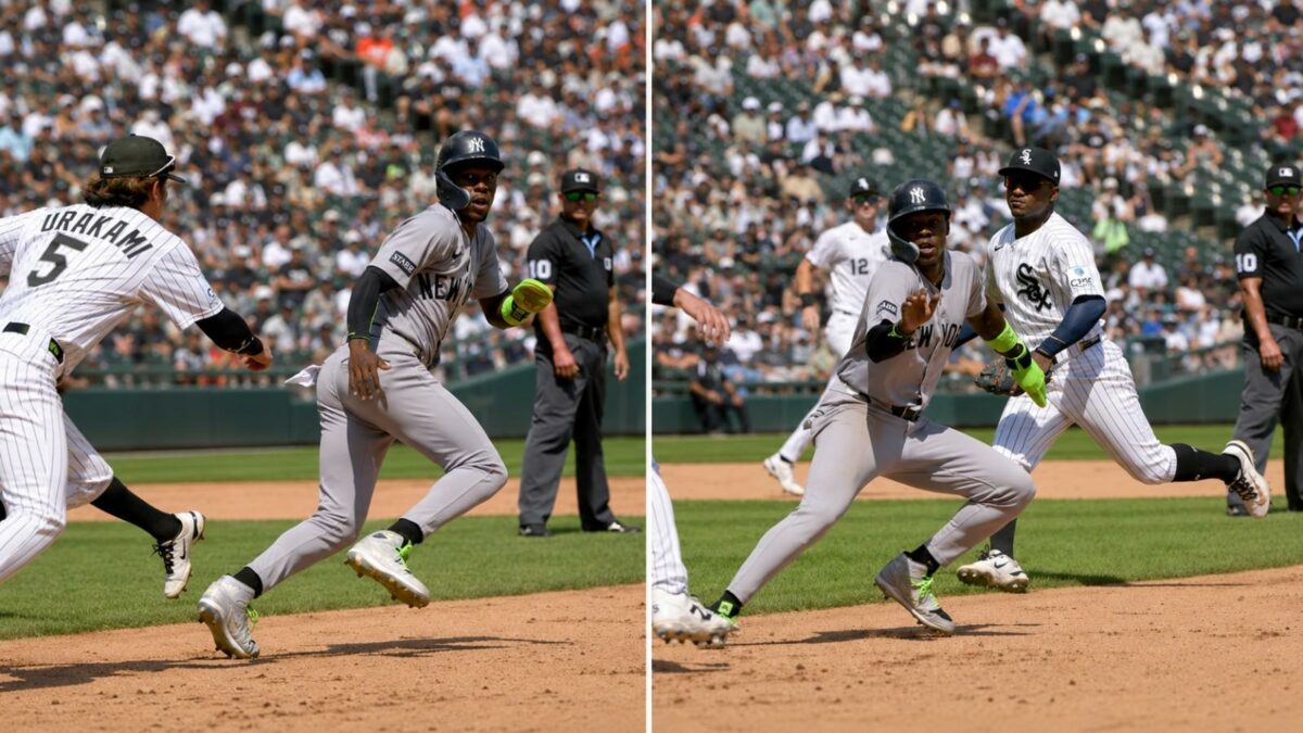 Jazz Chisholm was caught in the basepath during the Yankees' 2-1 extra-inning loss to the White Sox, Chicago, July 30, 2026.
