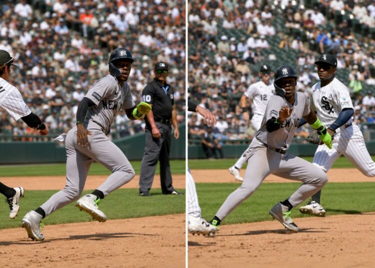 Jazz Chisholm was caught in the basepath during the Yankees' 2-1 extra-inning loss to the White Sox, Chicago, July 30, 2026.