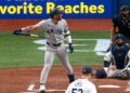 Jose Caballero flips the bat after hitting his second homer in the Yankees' 5-1 win over the Rays in Tampa, July 6, 2026.
