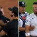 Jose Caballero and Dennis Santana had a tiff during the Yankees' 8-5 win over the Pirates, New York, July 20, 2026.