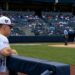 Aaron Judge watches as Cody Bellinger bats in the Yankees' 11-4 loss to the Twins in New York, July 4, 2026.