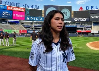 Megan Bell, a Queens-raised Yankees ball girl, needs fan votes to reach MLB All-Star Ball Crew in Philadelphia.
