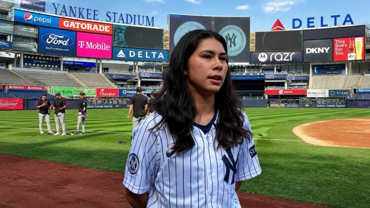 Megan Bell, a Queens-raised Yankees ball girl, needs fan votes to reach MLB All-Star Ball Crew in Philadelphia.