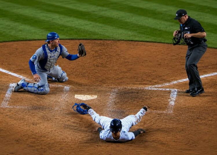 Trent Grisham was caught stealing a run in the Yankees' 2-1 loss to the Dodgers in New York, July 17, 2026.