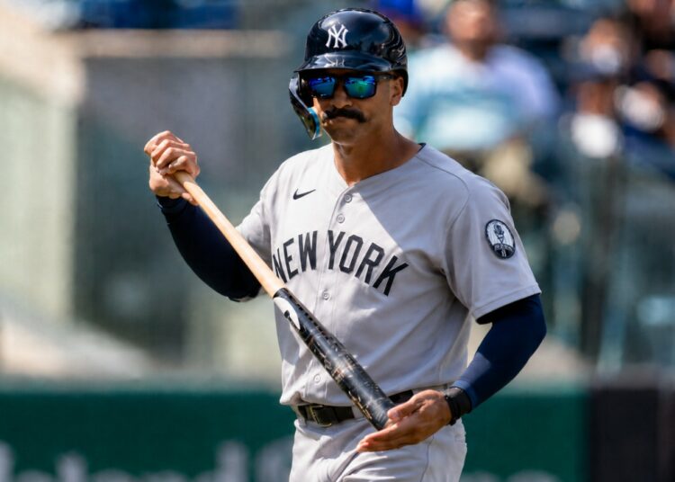 Trent Grisham's defensive and offensive slips proved costly in the Yankees' 11-4 loss to the Phillies, Philadelphia, July 26, 2026.