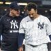 Yankees manager Aaron Boone and Trent Grisham in July 2026.