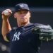 Aaron Judge throws prior to the Yankees' 8-3 win over the Blue Jays, New York, August 23, 2026.