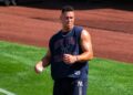 Aaron Judge took batting practice prior to the Yankees' 9-7 loss to the Astros, New York, August 26, 2026.
