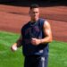 Aaron Judge took batting practice prior to the Yankees' 9-7 loss to the Astros, New York, August 26, 2026.