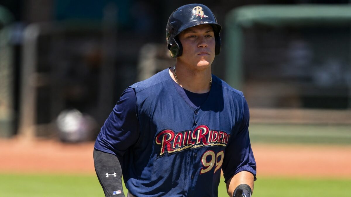 Yankees slugger Aaron Judge in Triple-A Scranton/Wilkes-Barre RailRiders jersey in 2016.