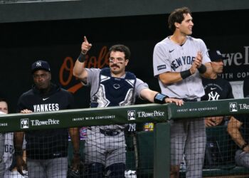 Spencer Jones' three-hit Yankees night included a key home run in the 6-1 win over the Orioles, Baltimore, August 20, 2026.