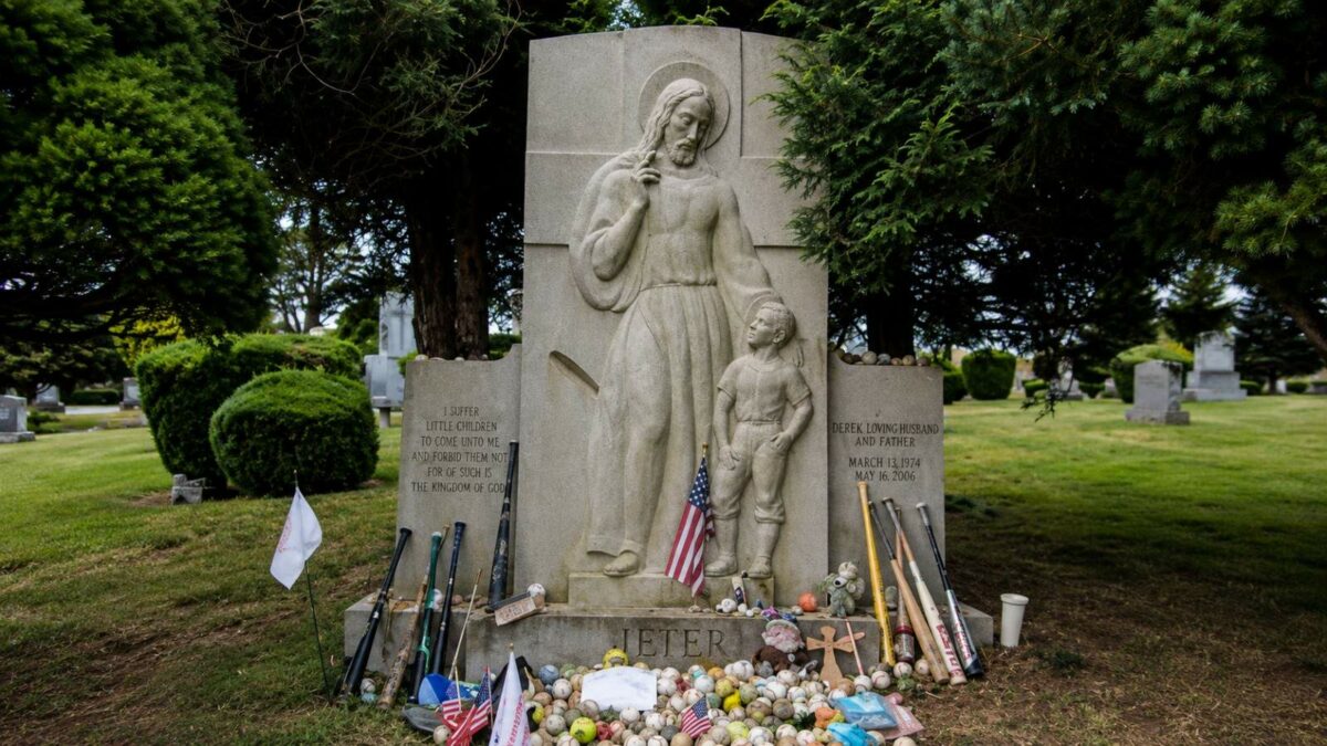 Babe Ruth's grave is next to his wife Claire and 100 feet from where Billy Martin was buried at Gate of Heaven Cemetery in Hawthorne, New York.