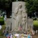 Babe Ruth's grave is next to his wife Claire and 100 feet from where Billy Martin was buried at Gate of Heaven Cemetery in Hawthorne, New York.