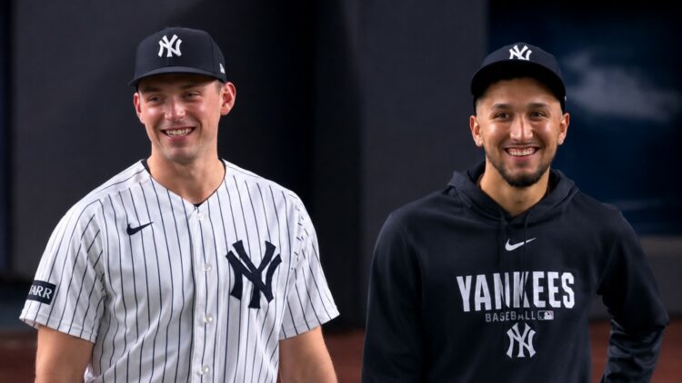 Ben Rice and Elmer Rodriguez are together after the Yankees' 9-3 win over the Astros, New York, August 27, 2026.