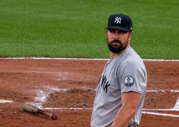Carlos Rodon returned to the rotation from two-month IL stint in the Yankees' 3-1 win over the Orioles, Baltimore, August 19, 2026.
