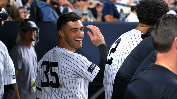 Cody Bellinger snapped a 32-game homer drought in the Yankees' 9-7 loss to the Astros, New York, August 26, 2026.