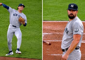 Carlos Rodon made an NSFW praise for George Lombard Jr. following his defensive play in the fourth in the Yankees' 3-1 win over the Orioles, Baltimore, August 19, 2026.