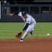 Yankees top rookie George Lombard Jr. (jersey no. 96) made a slick play in his MLB debut in 2-0 win over the Cardinals, New York, August 4, 2026.