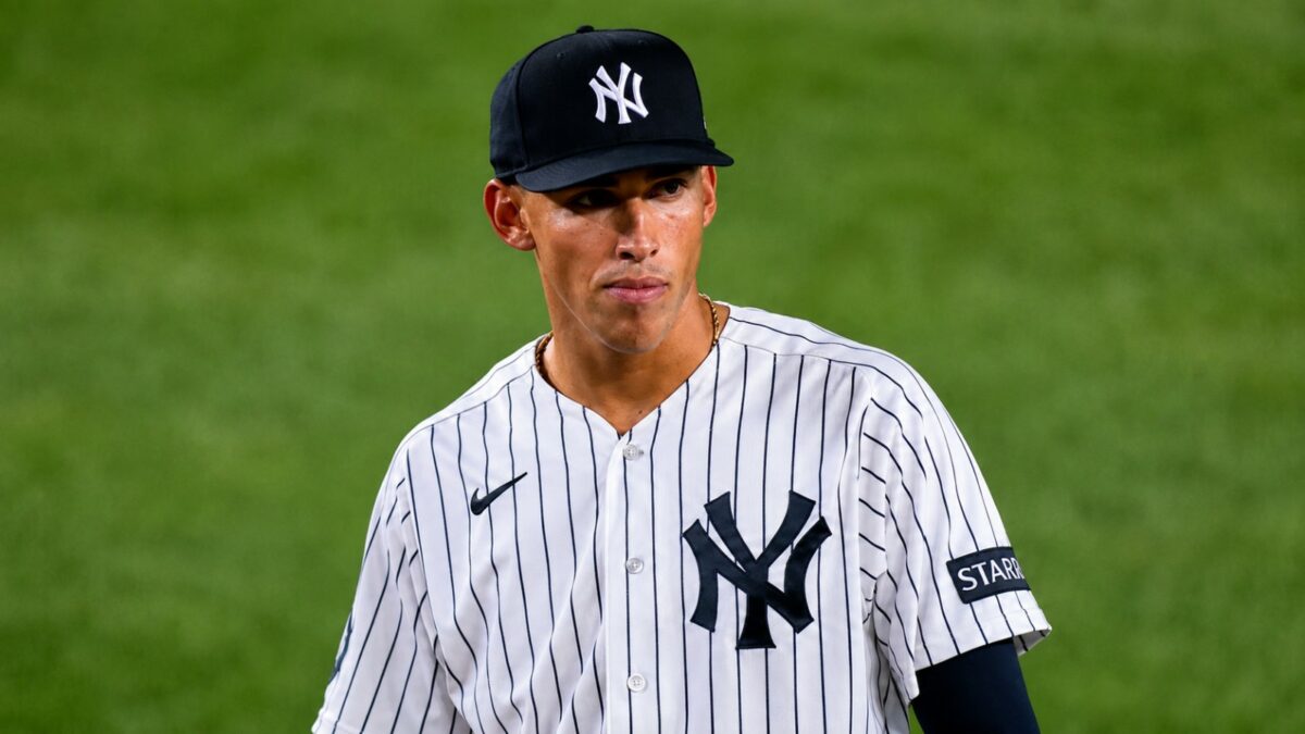 George Lombard Jr. reacts after his sixth straight error in the Yankees' 5-1 loss to the Astros, New York, August 27, 2026.