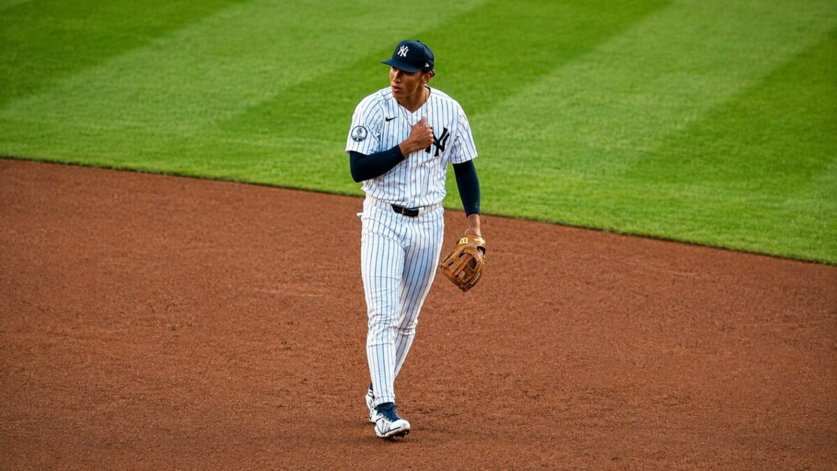 Yankees top prospect George Lombard Jr. made his MLB debut in Yankees' 2-0 win over the Cardinals, New York, August 4, 2026.