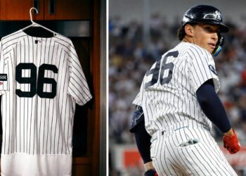 Yankees top rookie George Lombard Jr. wore No. 96 in his MLB debut, New York, August 4, 2026.
