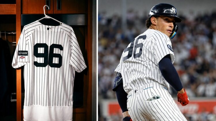 Yankees top rookie George Lombard Jr. wore No. 96 in his MLB debut, New York, August 4, 2026.
