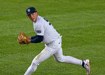 George Lombard Jr. is in action at shortstop during the Yankees' 3-2 walk-off win over the Braves, New York, August 7, 2026.