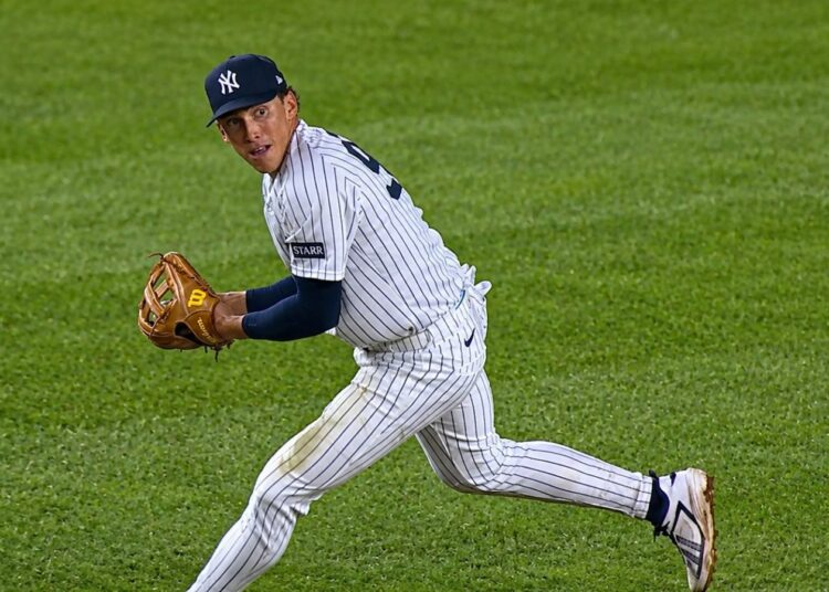 George Lombard Jr. is in action at shortstop during the Yankees' 3-2 walk-off win over the Braves, New York, August 7, 2026.