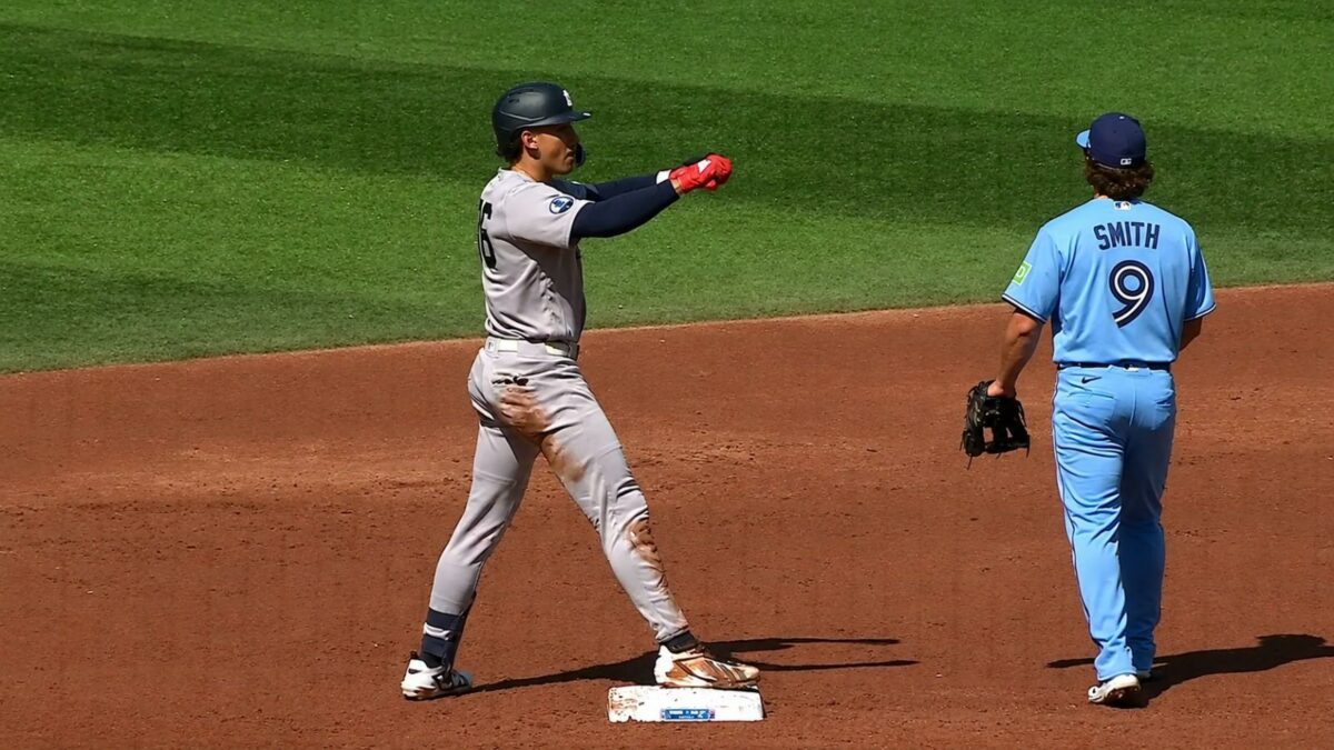 George Lombard Jr. gave the only run in the Yankees' 4-1 loss to the Blue Jays, Toronto, August 15, 2026.